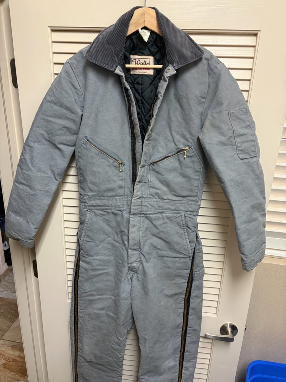 VTG Walls Blizzard-Pruf Insulated Coveralls Gray USA Workwear Zip Legs Small - Picture 14 of 16